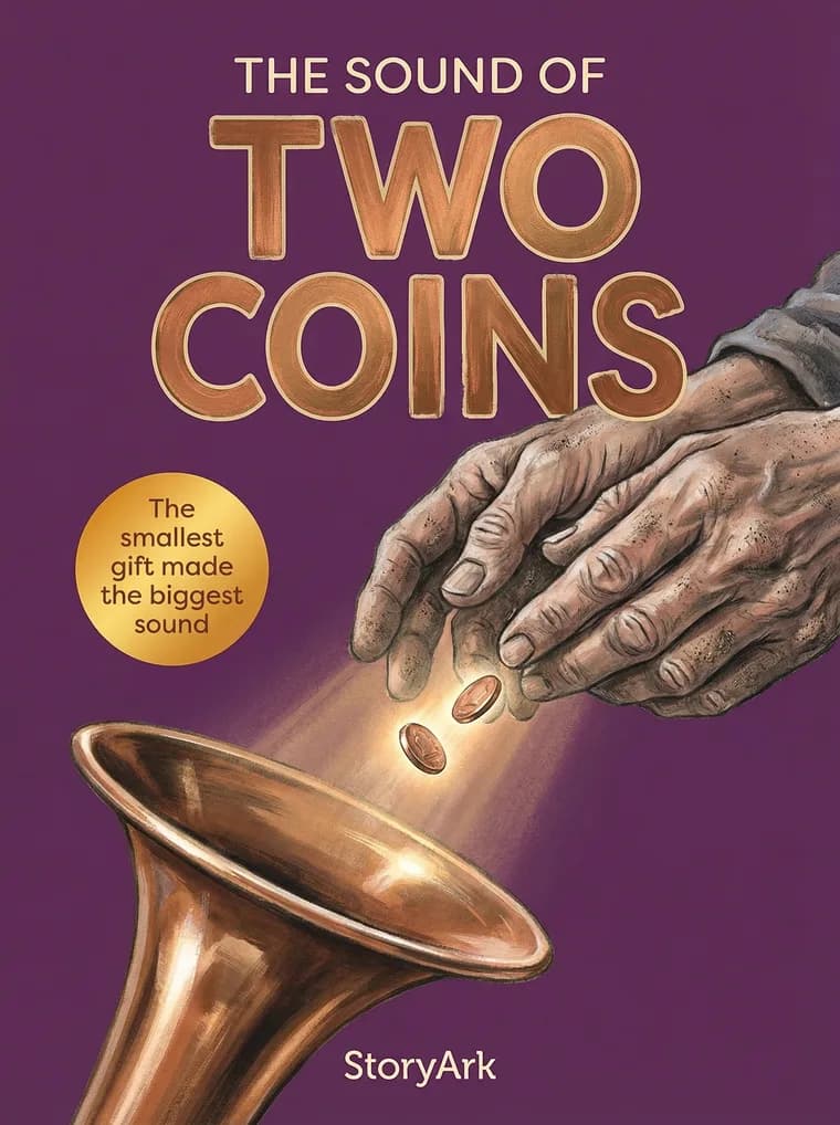 The Sound of Two Coins, an illustrated Bible story for kids about generosity