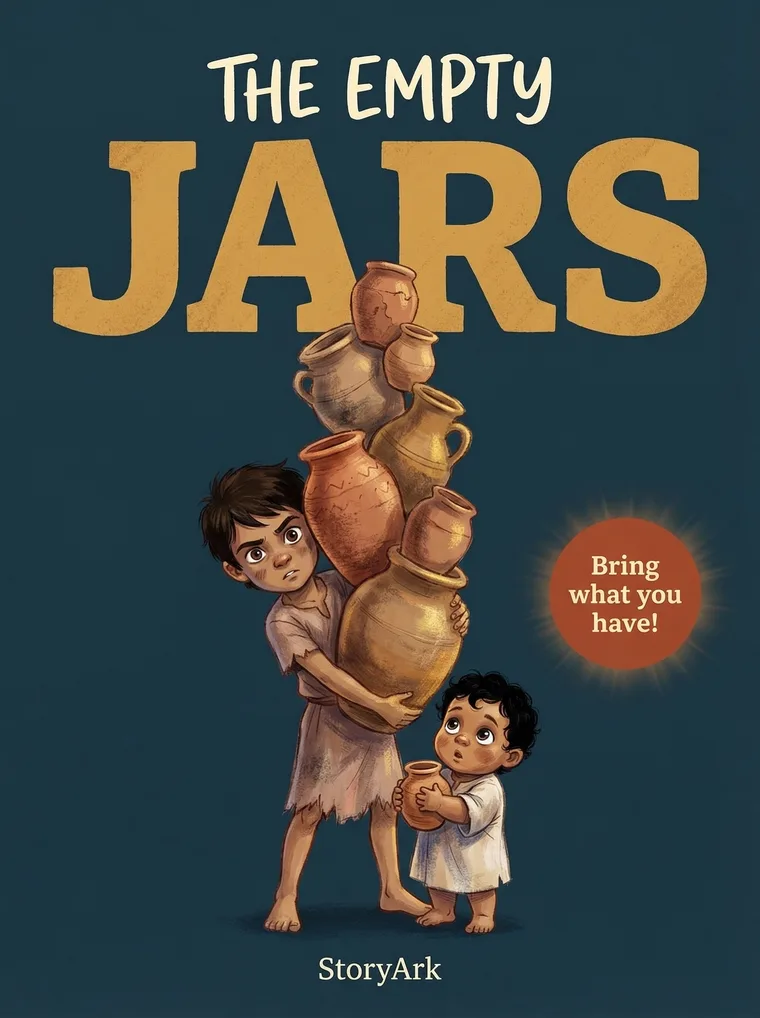 The Empty Jars, an illustrated Bible story for kids about provision