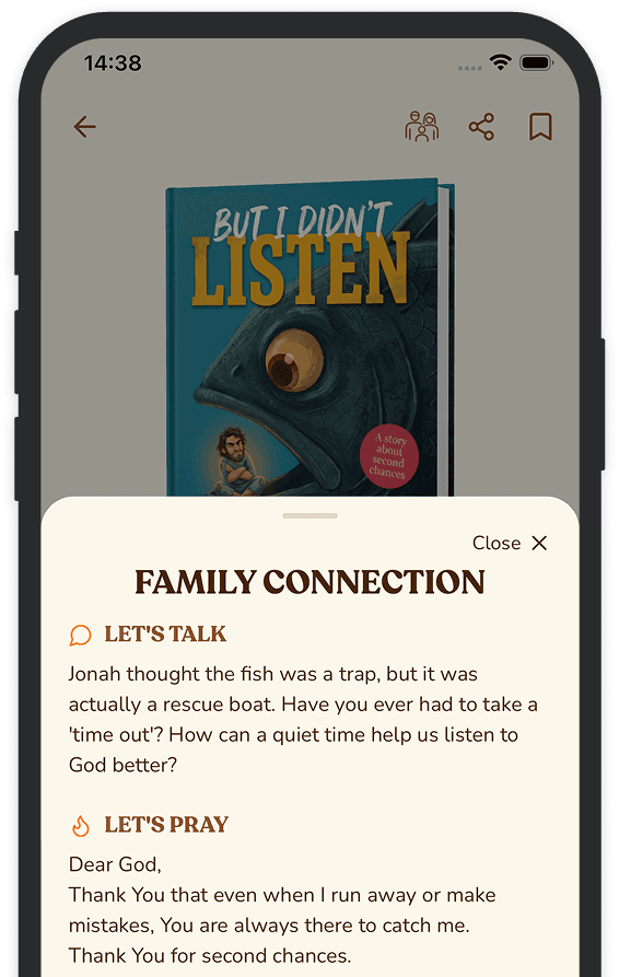 StoryArk phone showing the Family Connection guide